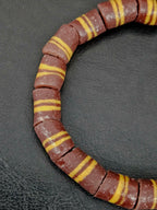 Brown Striped Krobo Kente Glass Beads | Handcrafted Powdered Glass Beads from Ghana | Approx. 17 Beads