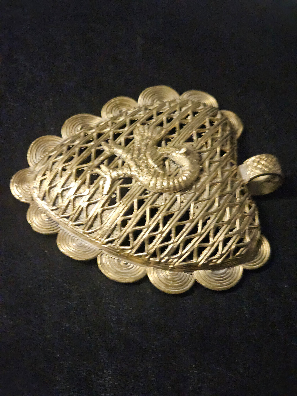 Oversized Sankofa Bird Adinkra Brass Pendant Handmade in Ghana