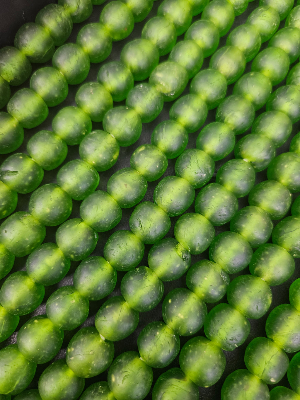 Green Krobo Pocket Glass Beads – Handmade in Ghana, 13–14mm