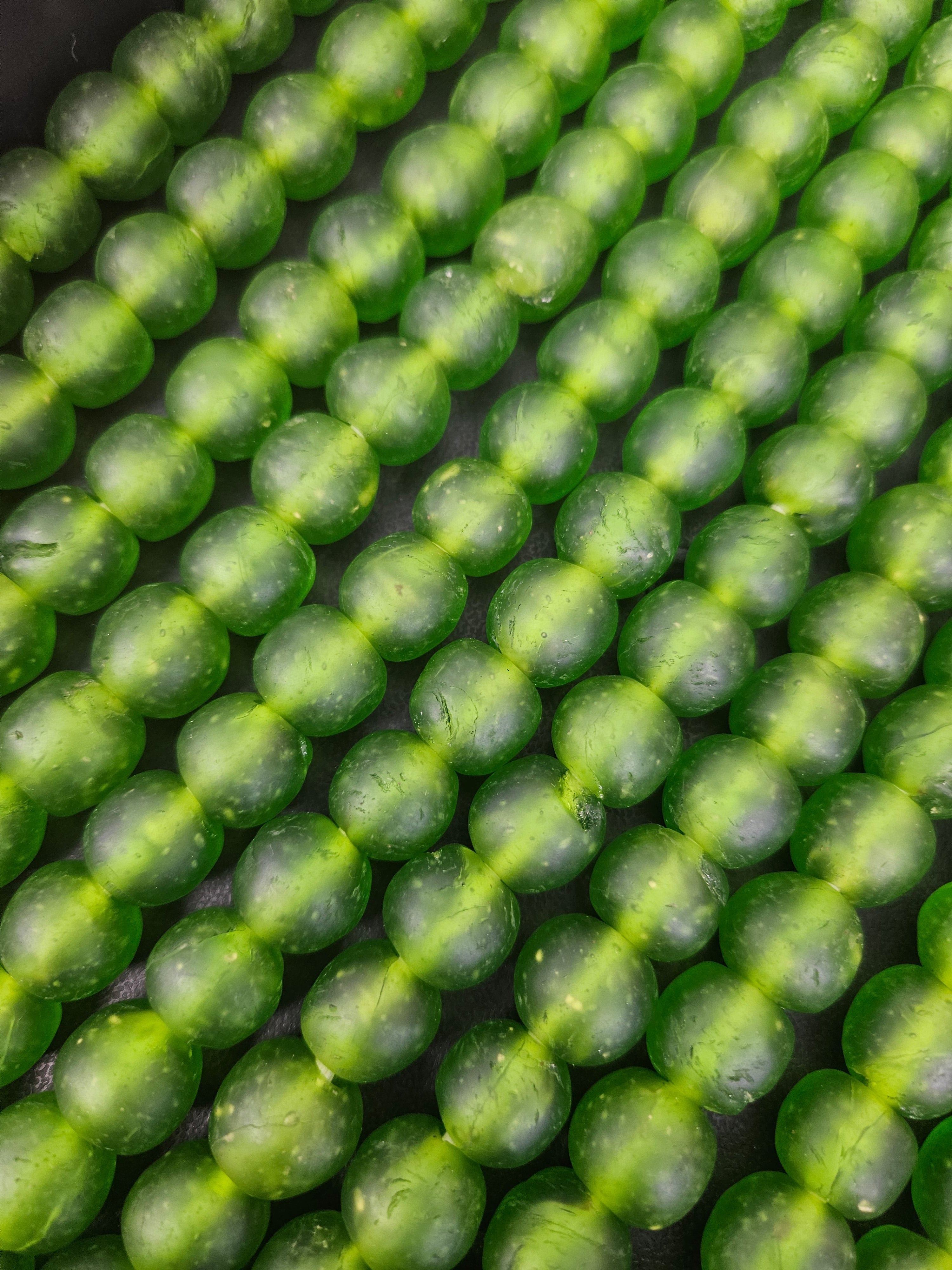 Green Krobo Pocket Glass Beads – Handmade in Ghana, 13–14mm