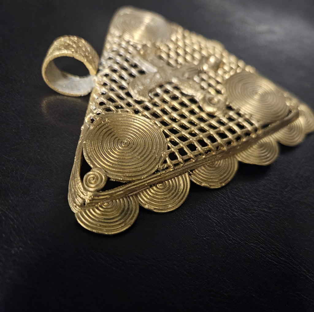 Oversized Adinkrahene Akofena Brass Statement Pendant – Handcrafted in Ghana