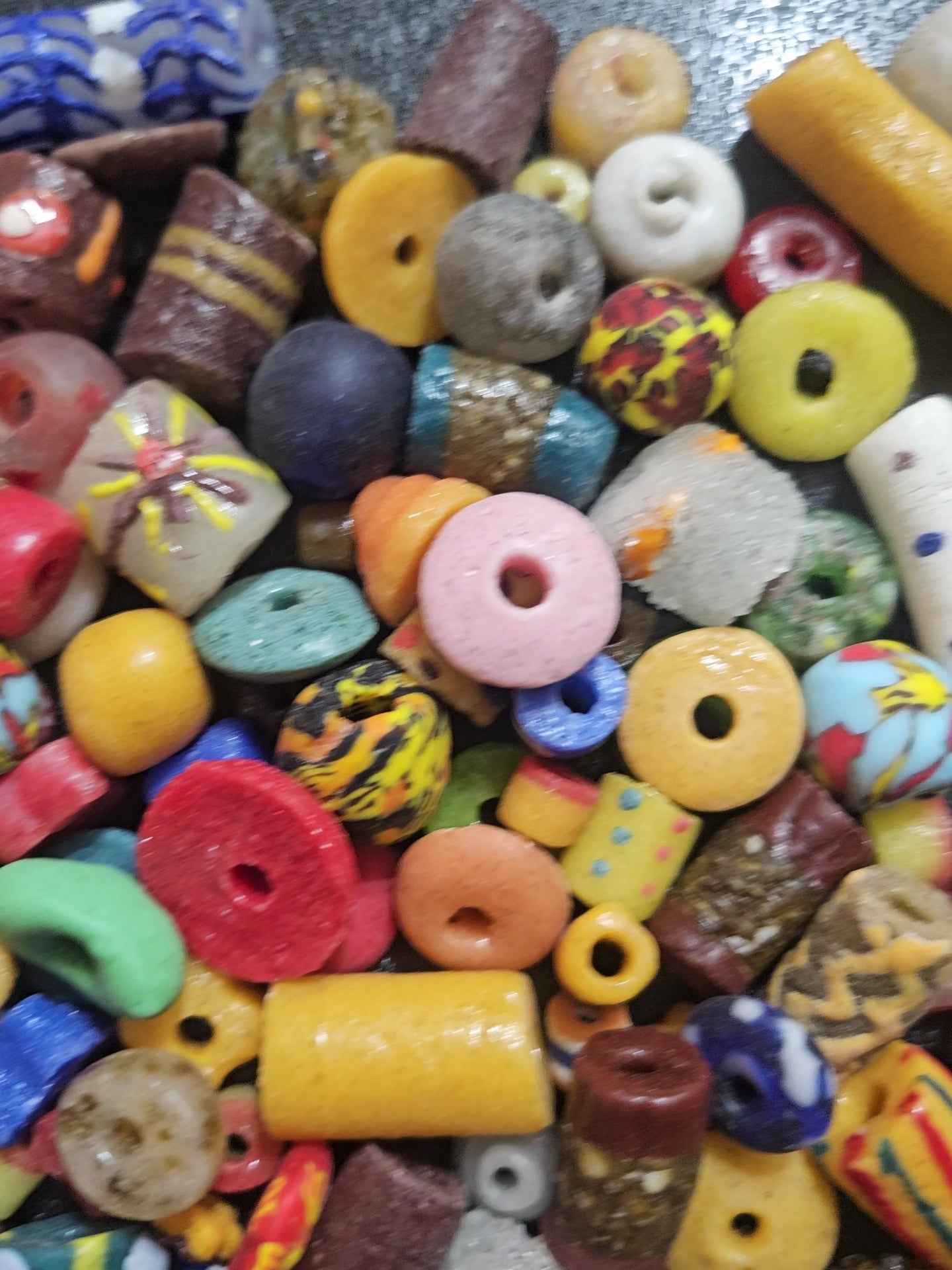African Krobo Recycled Glass Beads – 1 Cup Bead Mix (160+ Handmade Ghana Beads for Jewelry Design, 1lb)