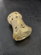 Oversized Ashanti Brass Talking Drum Bead — Spiral Medallion Openwork