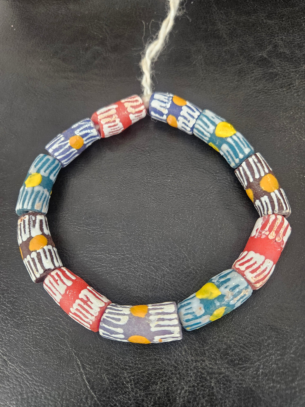 African Glass Beads – Painted Krobo Long Tubes, Multicolor Krobo Beads