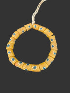 African Glass Beads – Painted Krobo Tubes, Mustard Yellow