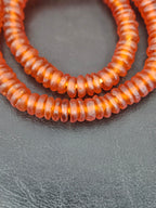 Authentic Amber Copper Krobo Translucent Recycled Glass Rondelle Beads | Handmade Ghana African Glass Beads for Jewelry Making & Wholesale