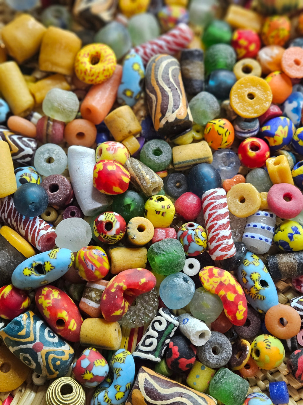 Assorted African Krobo Glass Beads – 300+ Mix