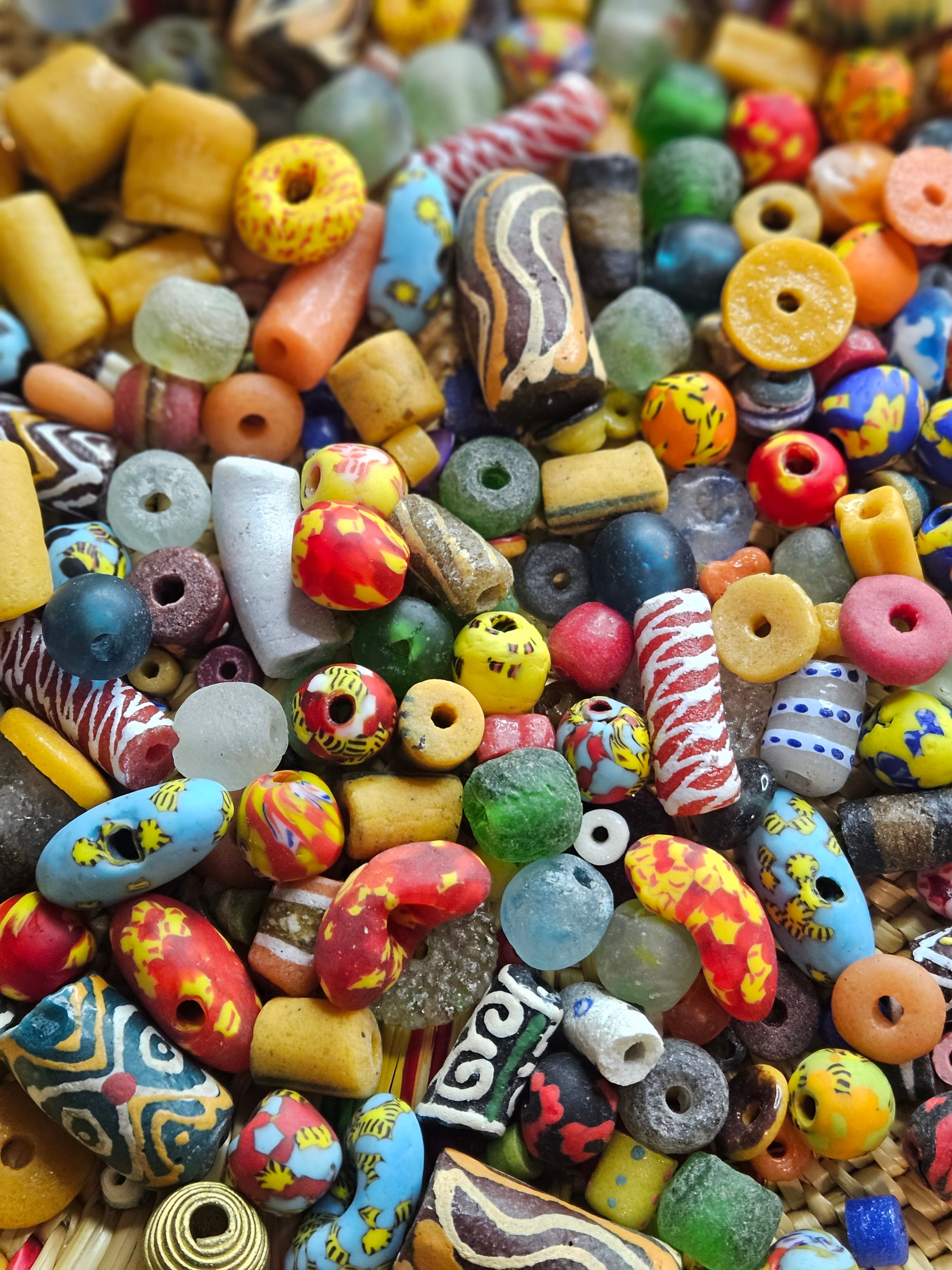 Assorted African Krobo Glass Beads – 300+ Mix