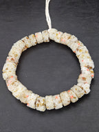 Ivory Confetti Krobo Sugar Glass Rondelle Beads | Handcrafted Recycled Glass Beads from Ghana | Approx. 32 Beads Per Strand