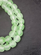 Authentic Mint Green Krobo Translucent Recycled Glass Beads | Handmade Ghana Glass Beads 12–14mm