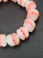 Coral & White Krobo Sugar Glass Rondelle Beads | Handcrafted Recycled Glass Beads from Ghana | Approx. 30 Beads Per Strand