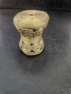 Oversized Ashanti Brass Talking Drum Pendant — Circular Openwork Design
