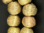 Handcrafted Ashanti Brass Ribbed Round Beads | Large Hole Ghana Brass Beads | African Brass Jewelry Making Supplies