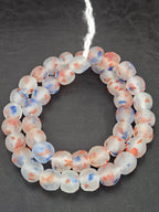 Authentic Red White Blue Krobo Recycled Glass Beads | Handmade Translucent Ghana Beads 12–14mm