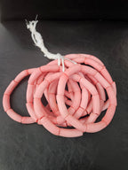 Authentic Blush Pink Krobo Powdered Glass Tube Beads Handmade in Ghana • Large Hole Recycled African Glass Tube Beads • Jewelry Making Supplies • Aadampo African Beads