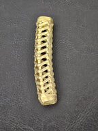 Handcrafted Ashanti Brass Curved Openwork Tube Component Bead | Large Hole African Brass Focal Bead | Ghana Bracelet & Leather Jewelry Component 62mm