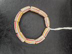 African Glass Beads – Painted Krobo Long Tubes, Gray & Coral Krobo Beads