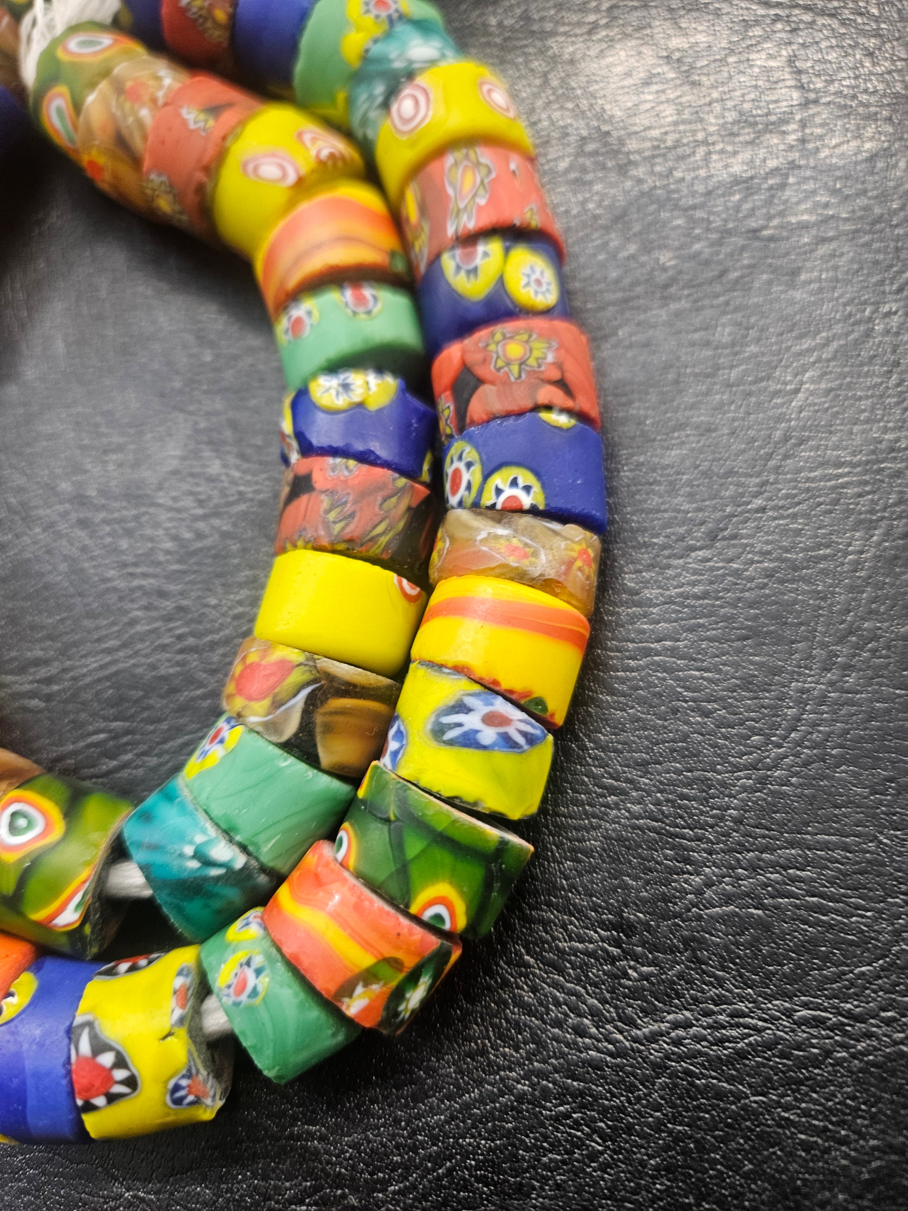Assorted Millefiori-Style Trade Beads – Multicolor 8–10 × 14–15mm