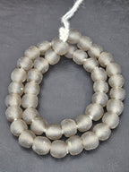 Authentic Smoke Gray Krobo Translucent Recycled Glass Beads | Handmade Ghana Glass Beads 12–14mm