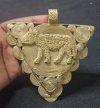 African Brass Tiger Pendant with Adinkrahene Symbol – Ghana
