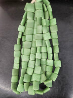 Aadampo Large Moss Green Krobo Powdered Glass Beads | Authentic Handmade Recycled Glass Beads | 25 × 25 × 11–12mm