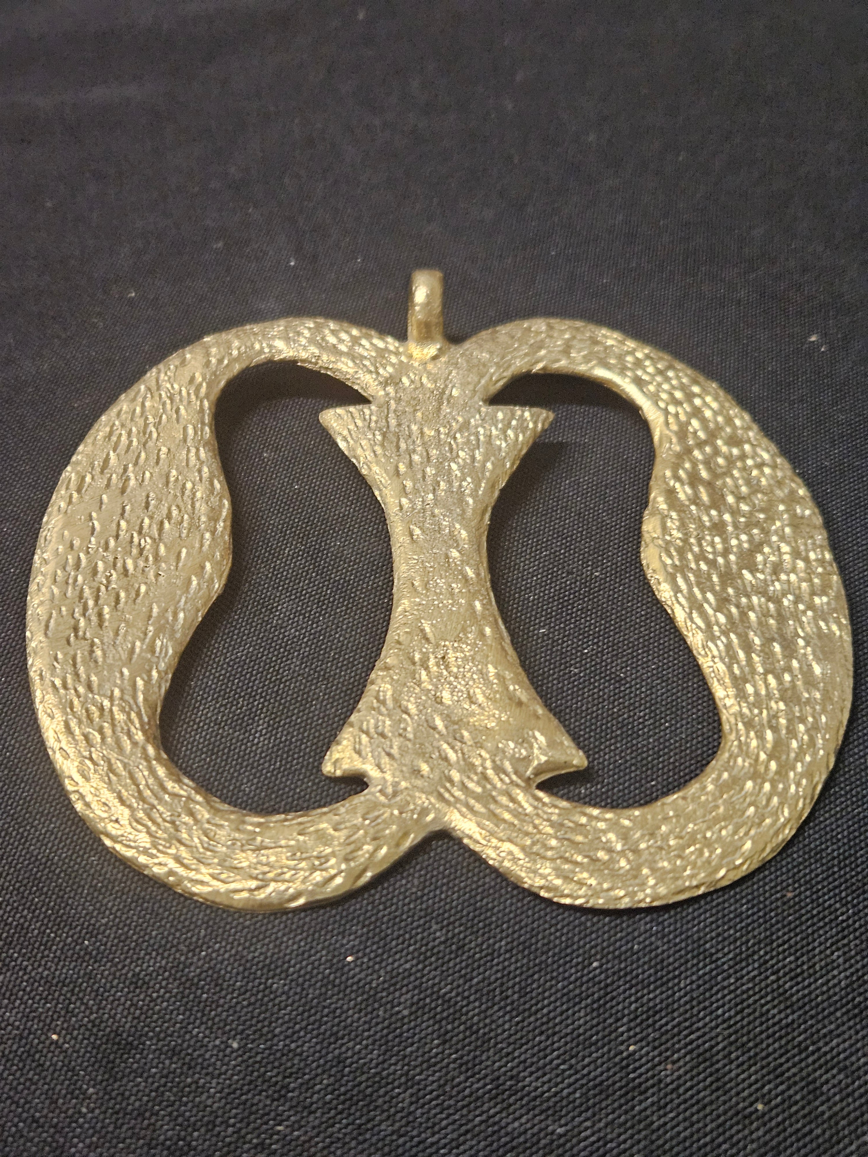 Oversized Nkonsonkonson Ashanti Brass Pendant – Handcrafted Adinkra Symbol from Ghana (4" x 4.5")