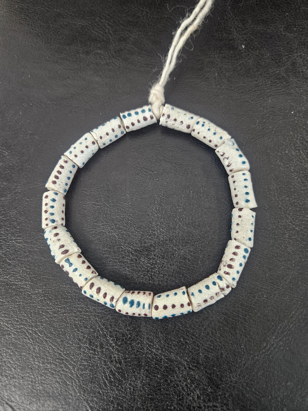 Authentic African Painted Glass Short Tube Beads from Ghana | Ivory Krobo Recycled Glass Jewelry Beads