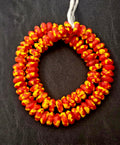 Red & Yellow Fused Krobo Rondelle Recycled Glass Beads | 14–16 mm | Handcrafted in Ghana