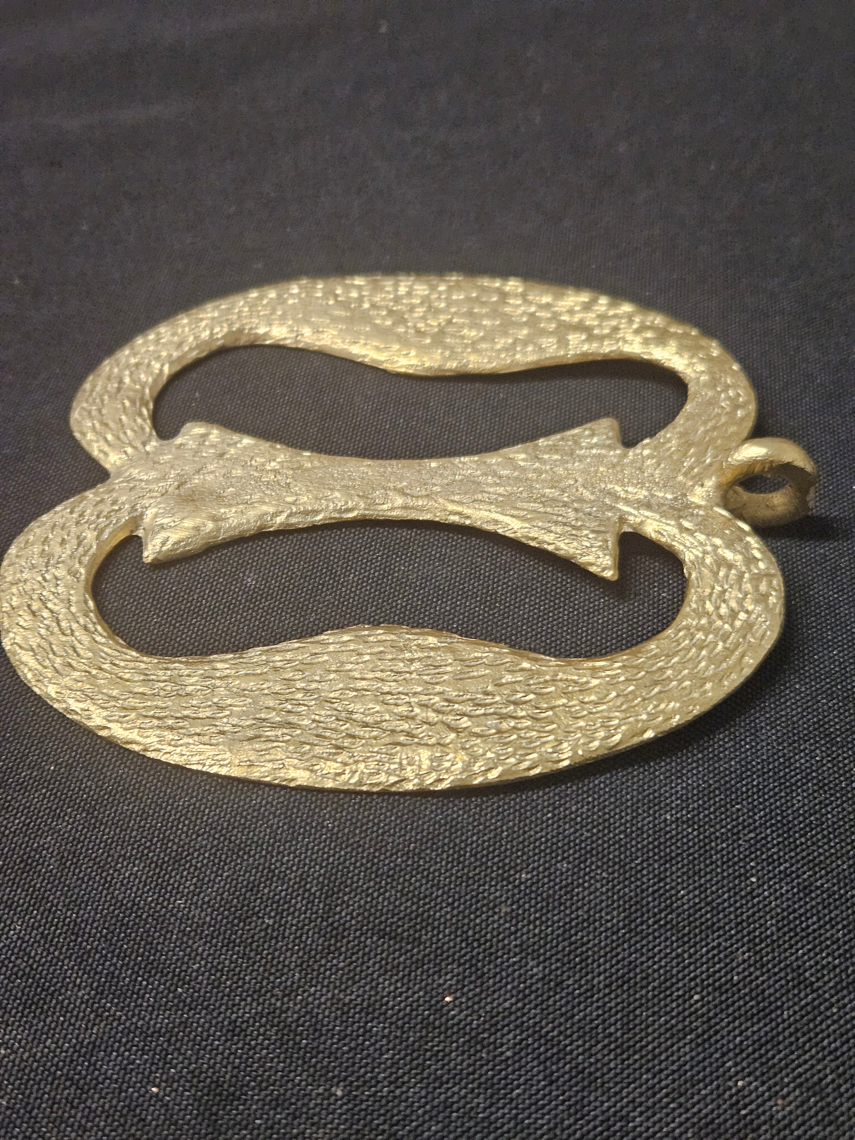 Oversized Nkonsonkonson Ashanti Brass Pendant – Handcrafted Adinkra Symbol from Ghana (4" x 4.5")