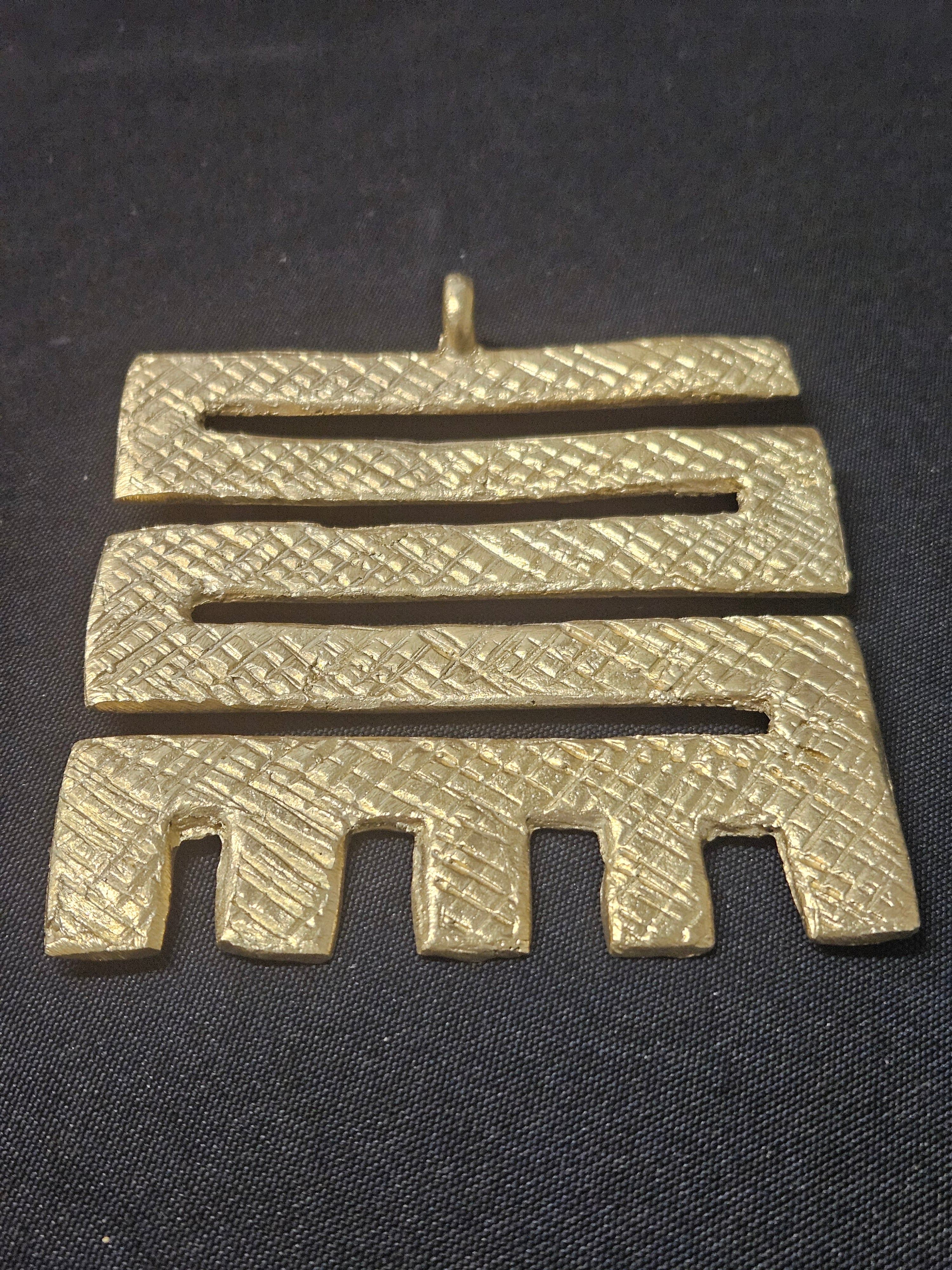 Oversized Nkyinkyim Ashanti Brass Pendant | Authentic Ghanaian Adinkra Symbol | Handcrafted African Brass Statement Pendant