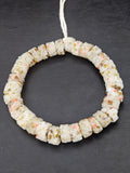 Ivory Confetti Krobo Sugar Glass Rondelle Beads | Handcrafted Recycled Glass Beads from Ghana | Approx. 32 Beads Per Strand