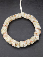 Ivory Confetti Krobo Sugar Glass Rondelle Beads | Handcrafted Recycled Glass Beads from Ghana | Approx. 32 Beads Per Strand