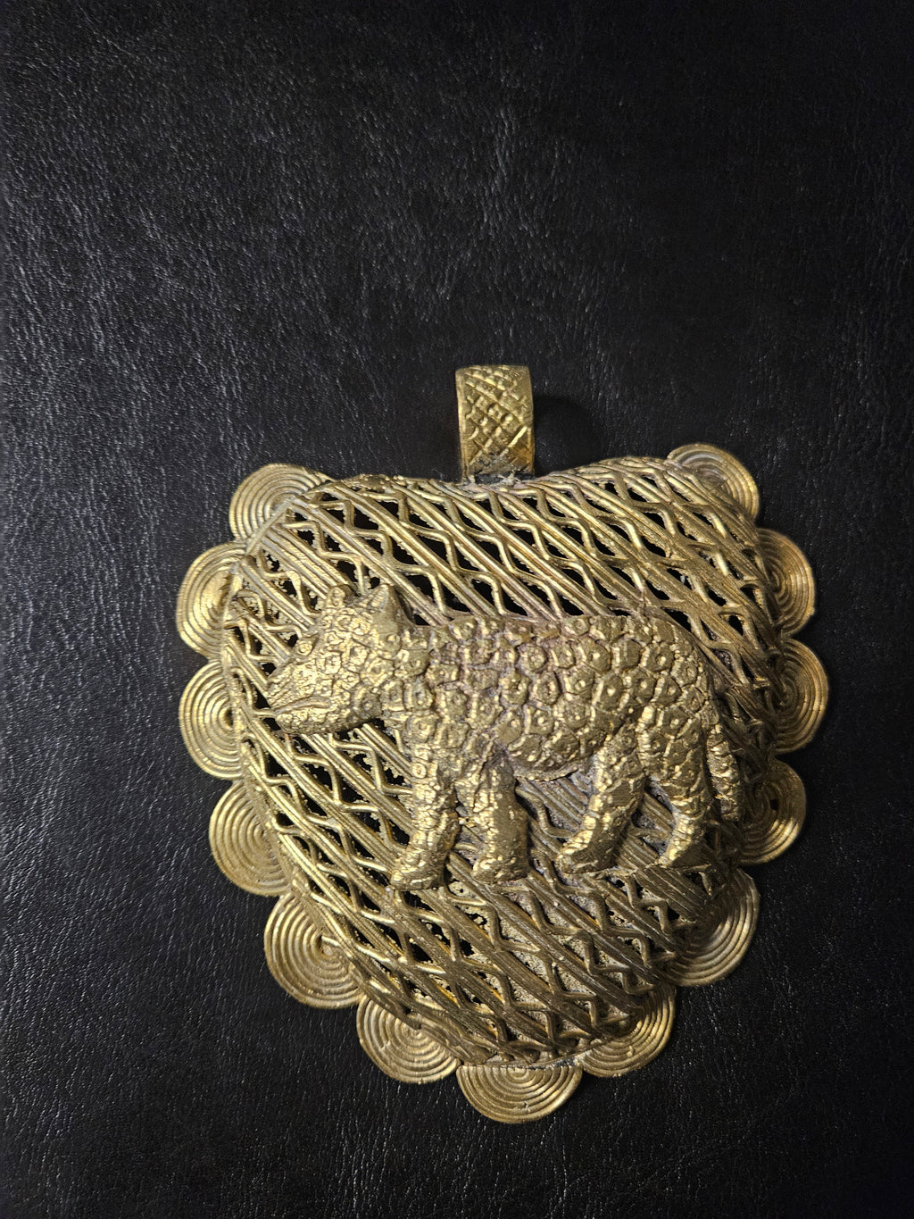 Large Ghana Brass Tiger Statement Pendant – Adinkrahene Design
