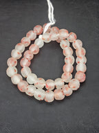 Authentic African Beads from Ghana | Chunky Coral Speckled Translucent Recycled Glass Beads | Handmade Krobo Beads 12–14mm