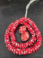 Red African Beads Bundle – Krobo Glass Rondelles + Bicone Focals