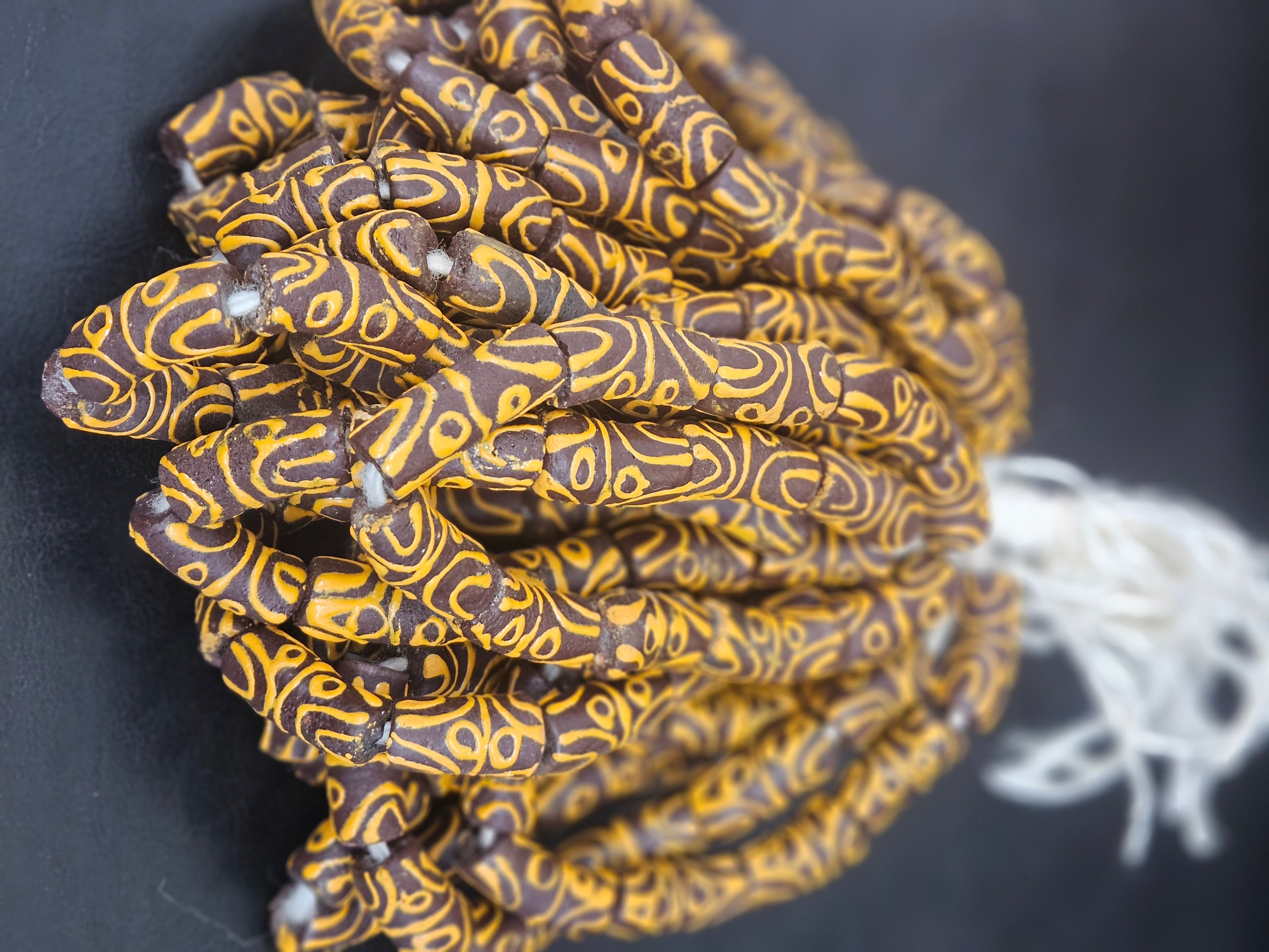 Handcrafted Krobo Glass Beads | Brown and Tan