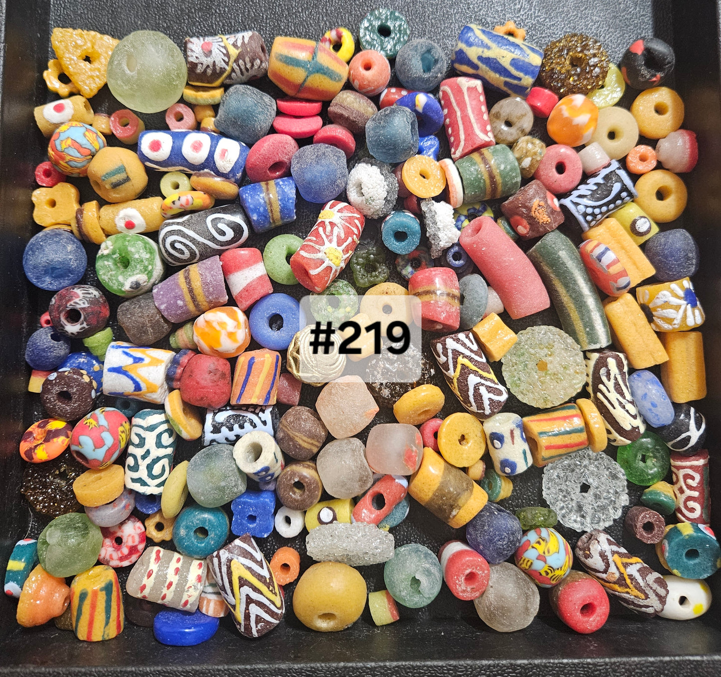 Ghana Krobo Beads – 1 Cup Assorted African Recycled Glass Beads for Jewelry Making & DIY (160+ Beads, 1lb)