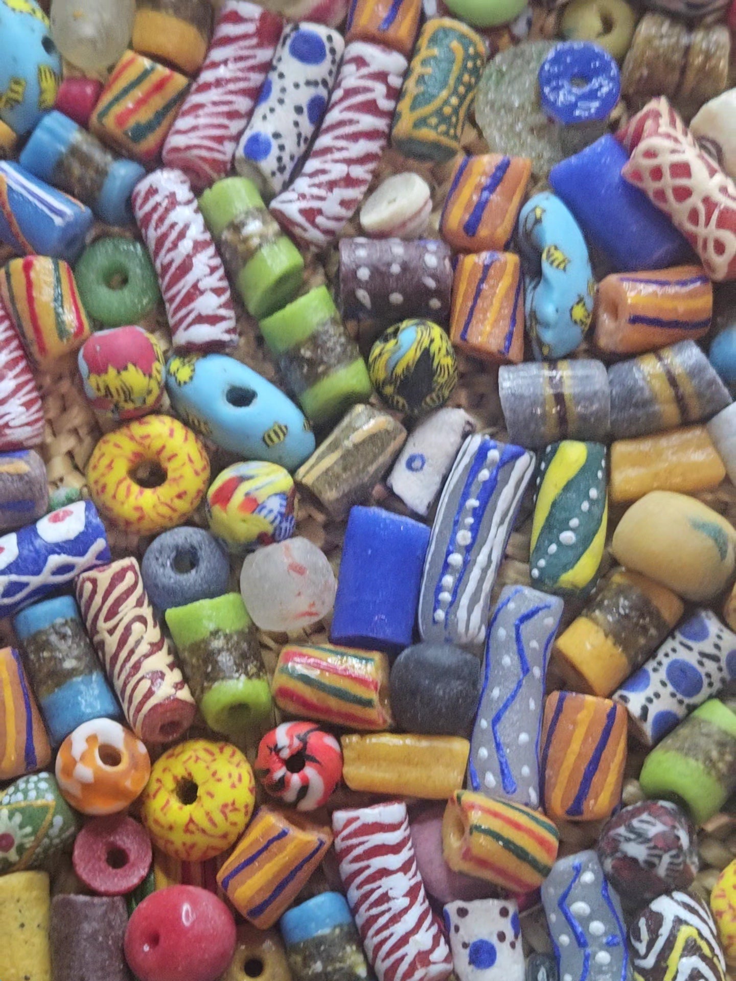 300+ Assorted Krobo Recycled Glass Beads Mix (4–30mm)