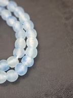 Authentic African Beads from Ghana | Chunky Ice Blue Translucent Recycled Glass Beads | Handmade Krobo Beads 12–14mm