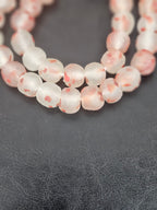 Authentic African Beads from Ghana | Chunky Coral Speckled Translucent Recycled Glass Beads | Handmade Krobo Beads 12–14mm
