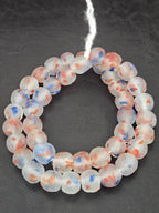 Authentic Red White Blue Krobo Recycled Glass Beads | Handmade Translucent Ghana Beads 12–14mm