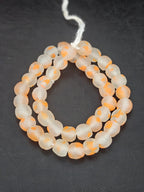 Authentic African Beads from Ghana | Orange Speckled Translucent Krobo Recycled Glass Beads | Handmade 12–14mm