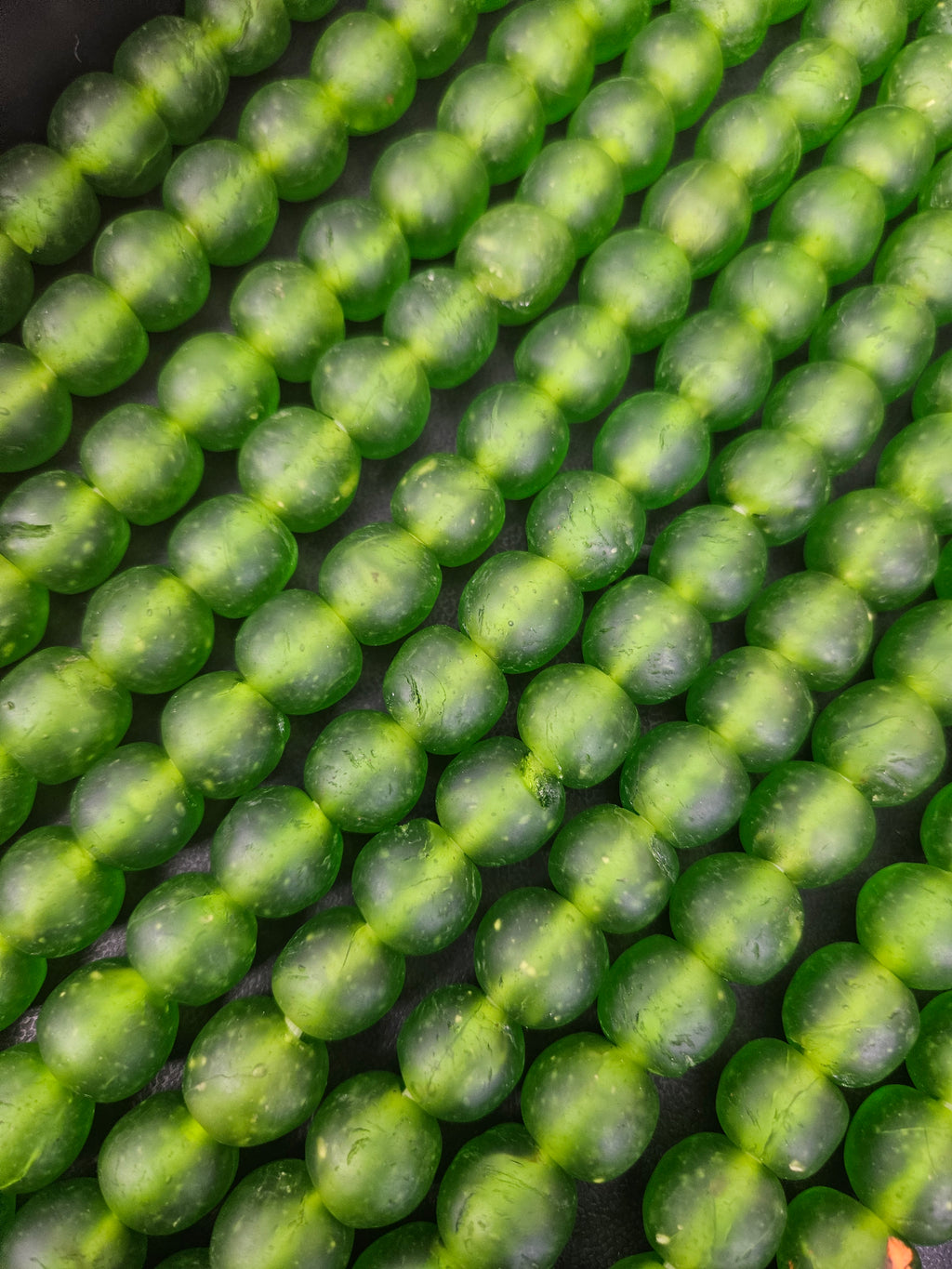 Green Krobo Pocket Glass Beads – Handmade in Ghana, 13–14mm