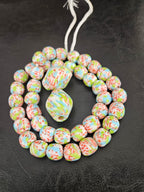 African Glass Bead Bundle – Multicolor Krobo Rounds + Focal Beads