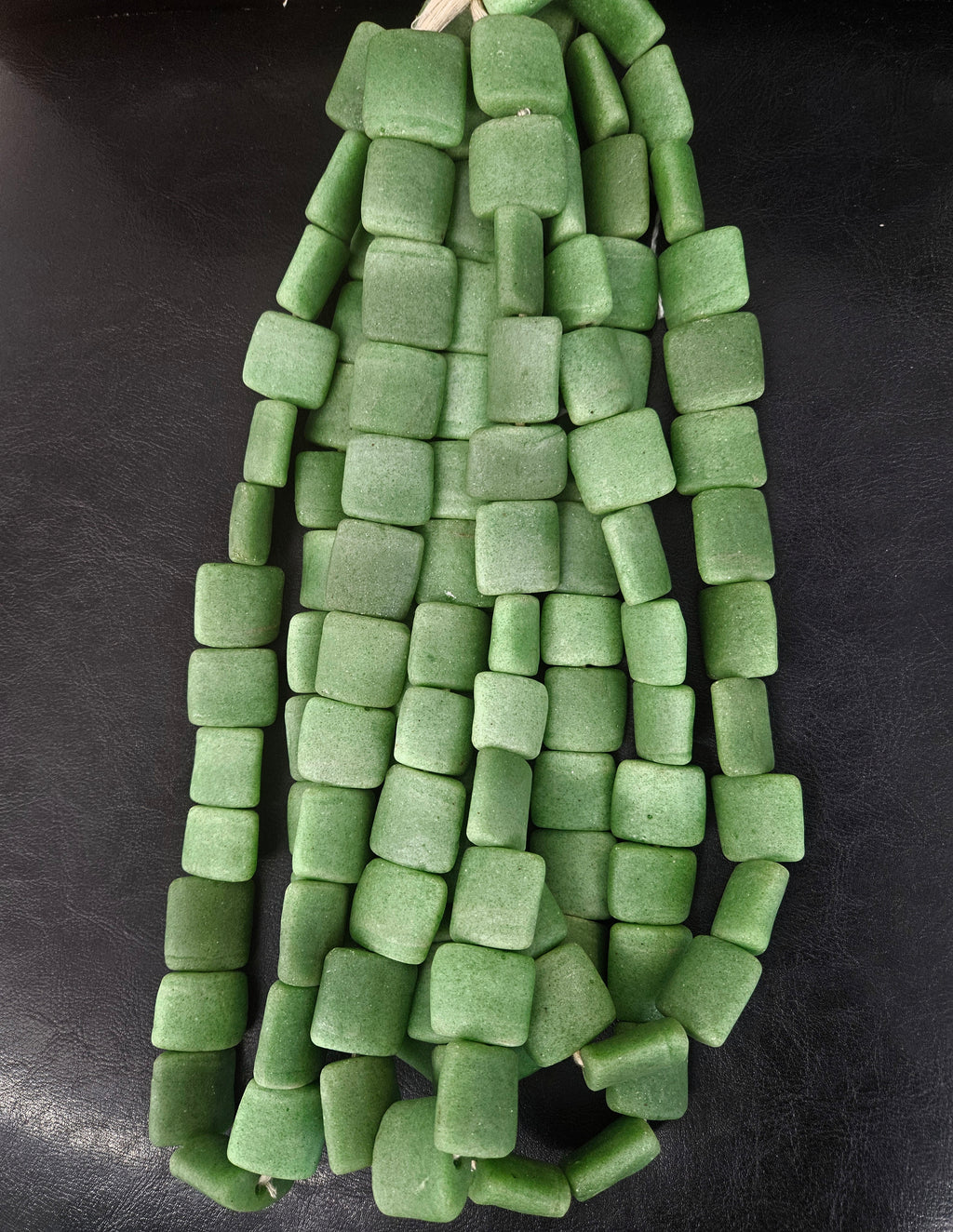 Aadampo Large Moss Green Krobo Powdered Glass Beads | Authentic Handmade Recycled Glass Beads | 25 × 25 × 11–12mm