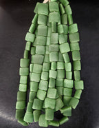 Aadampo Large Moss Green Krobo Powdered Glass Beads | Authentic Handmade Recycled Glass Beads | 25 × 25 × 11–12mm