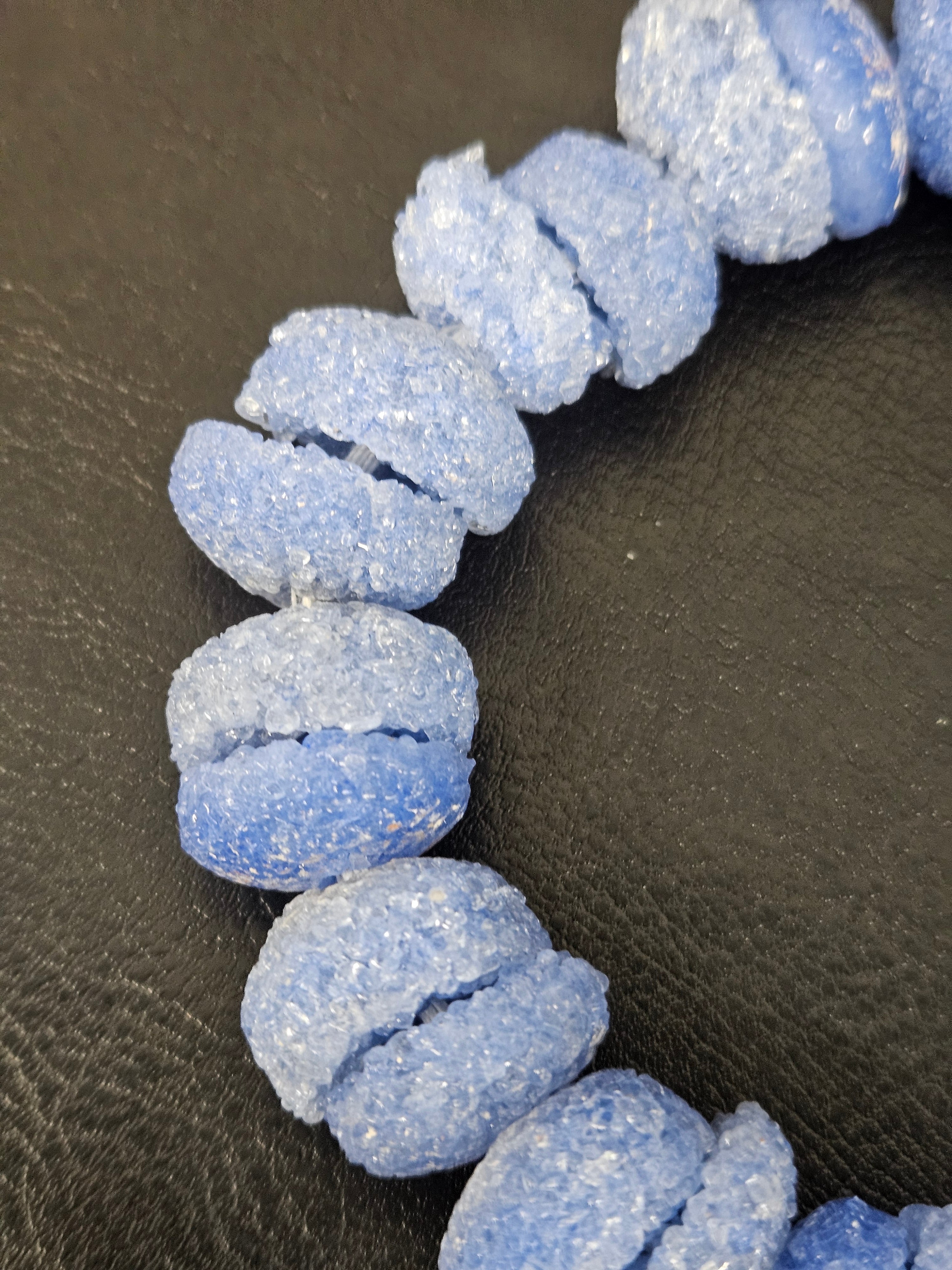 Cornflower Blue Krobo Sugar Glass Rondelle Beads | Handcrafted Recycled Glass Beads from Ghana | Approx. 30 Beads Per Strand