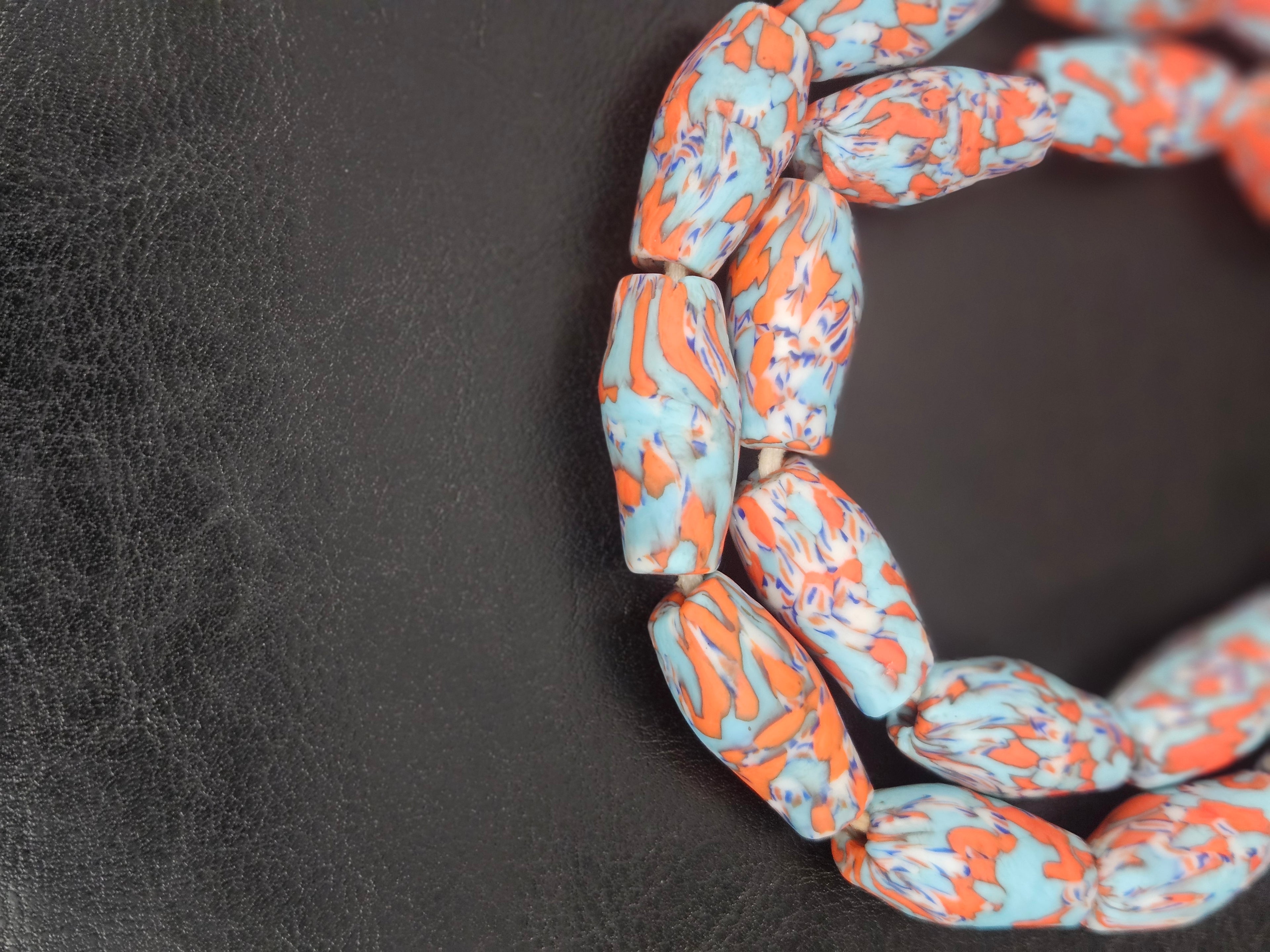 XL Coastal Fusion Krobo Recycled Glass Beads | Handmade African Statement Beads from Ghana