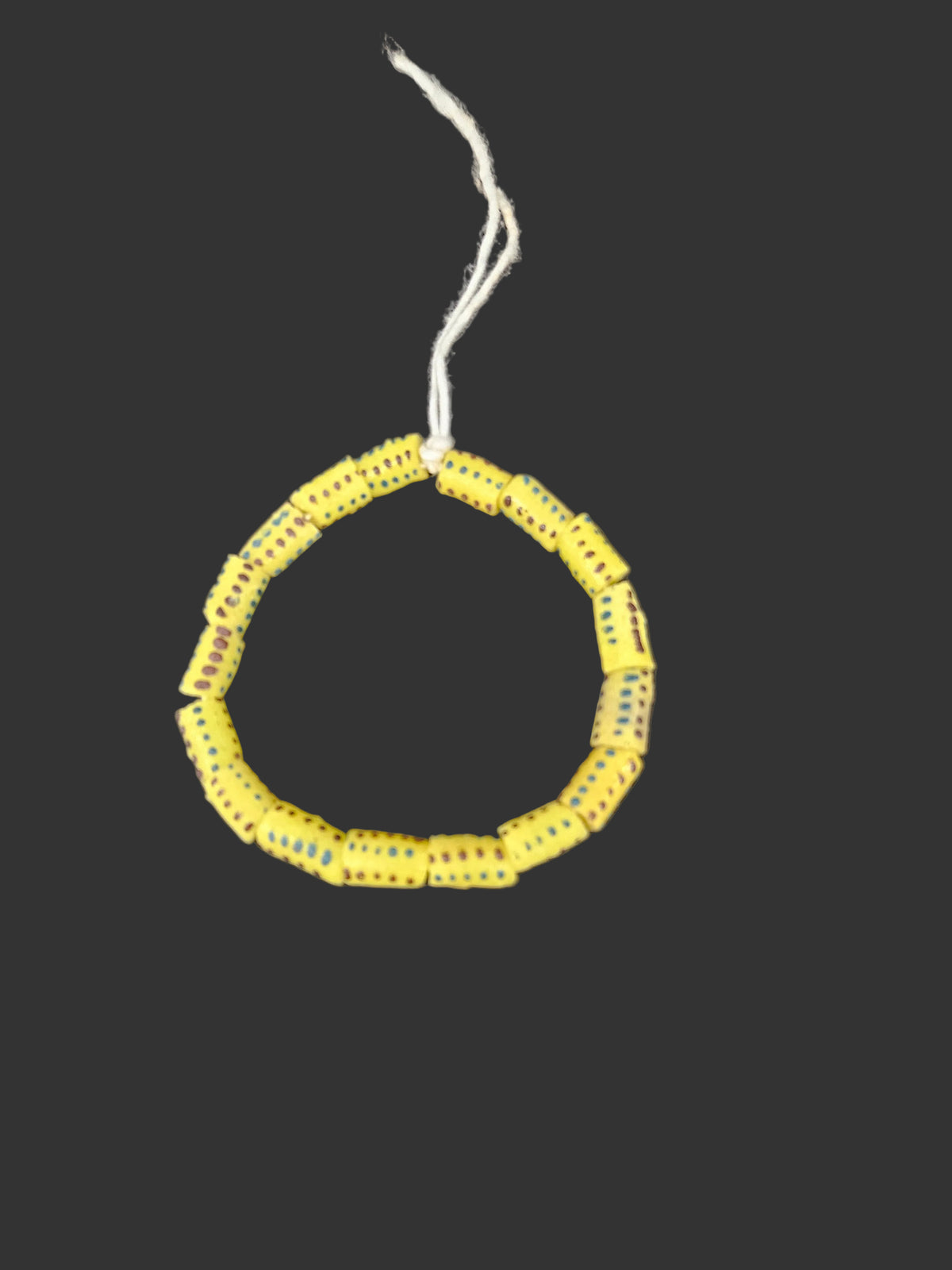 Golden Yellow Painted Krobo Glass Short Tube Beads | African Recycled Glass Beads Handmade in Ghana | Approx. 17 Beads