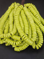 Sage Green Painted Krobo Glass Tube Beads | Handmade Recycled Glass Beads from Ghana